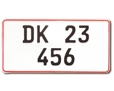 20. Dansk nummerplade US størrelse, 300 x 150 mm